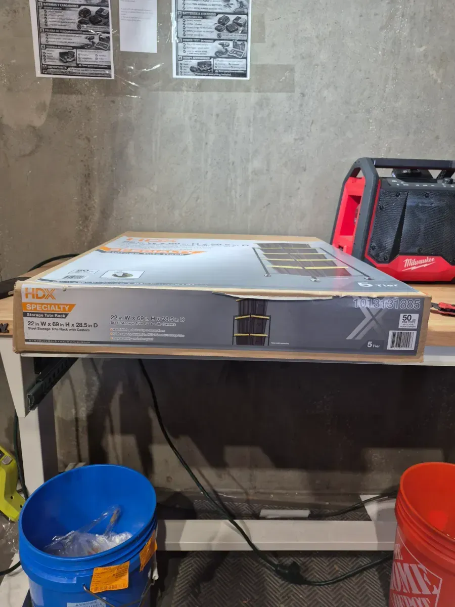 Steel Wire Garage Storage Bin Rack with Casters for 27 Gal. Tough Totes in Black (22 in. W x 69 in. H x 28.5 in. D) - image 5