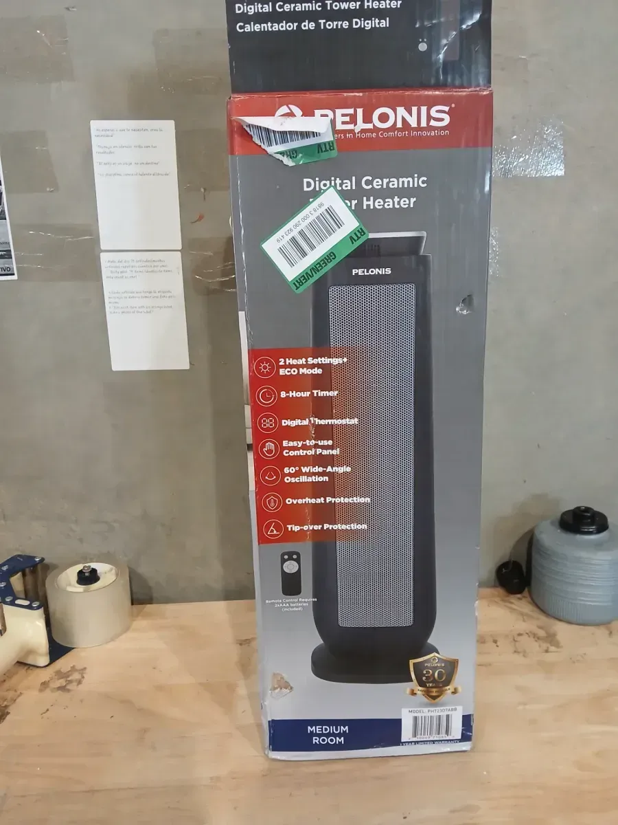 Pelonis 1500-Watt 23 in. Digital Tower Indoor Ceramic Heater Quiet Operation w/ Safety Overheat Protection and Fan Mode in Black - image 2