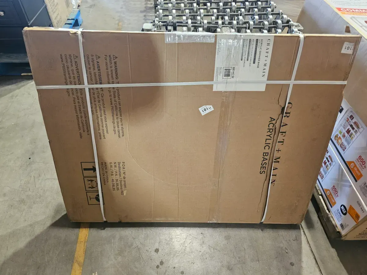 48 in. L x 34 in. W x 4 in. H Single Threshold Alcove Shower Pan with Center Drain in White - image 4