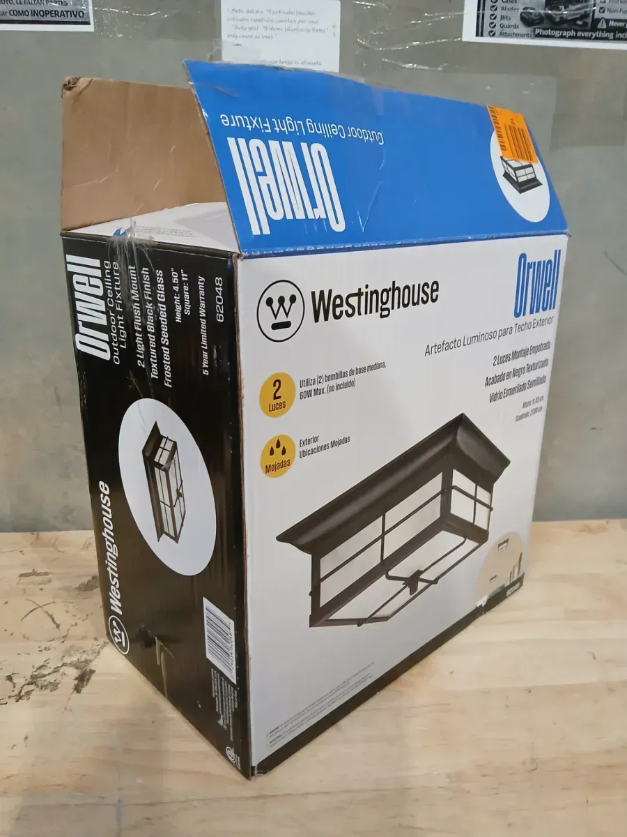 Orwell 2-Light Textured Black Outdoor Flushmount - image 2