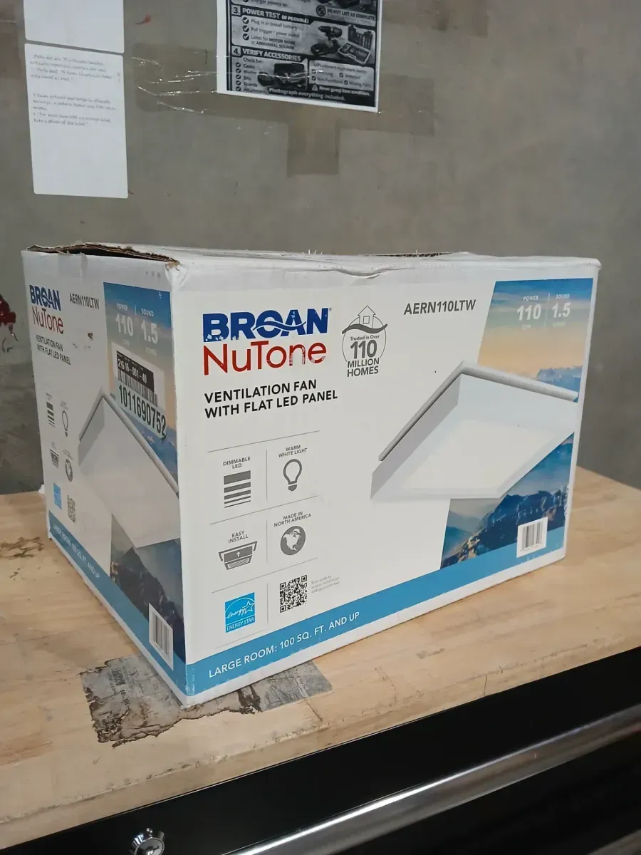 Broan-NuTone Roomside Series, Decorative, White Trim, 110 CFM, Roomside Ceiling Bathroom Exhaust Fan with LED Lighting, ENERGY STAR - image 2