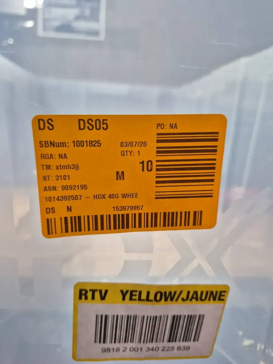 40 Gal. Tough Storage Tote with Wheels and Handle in Clear and Red - image 5