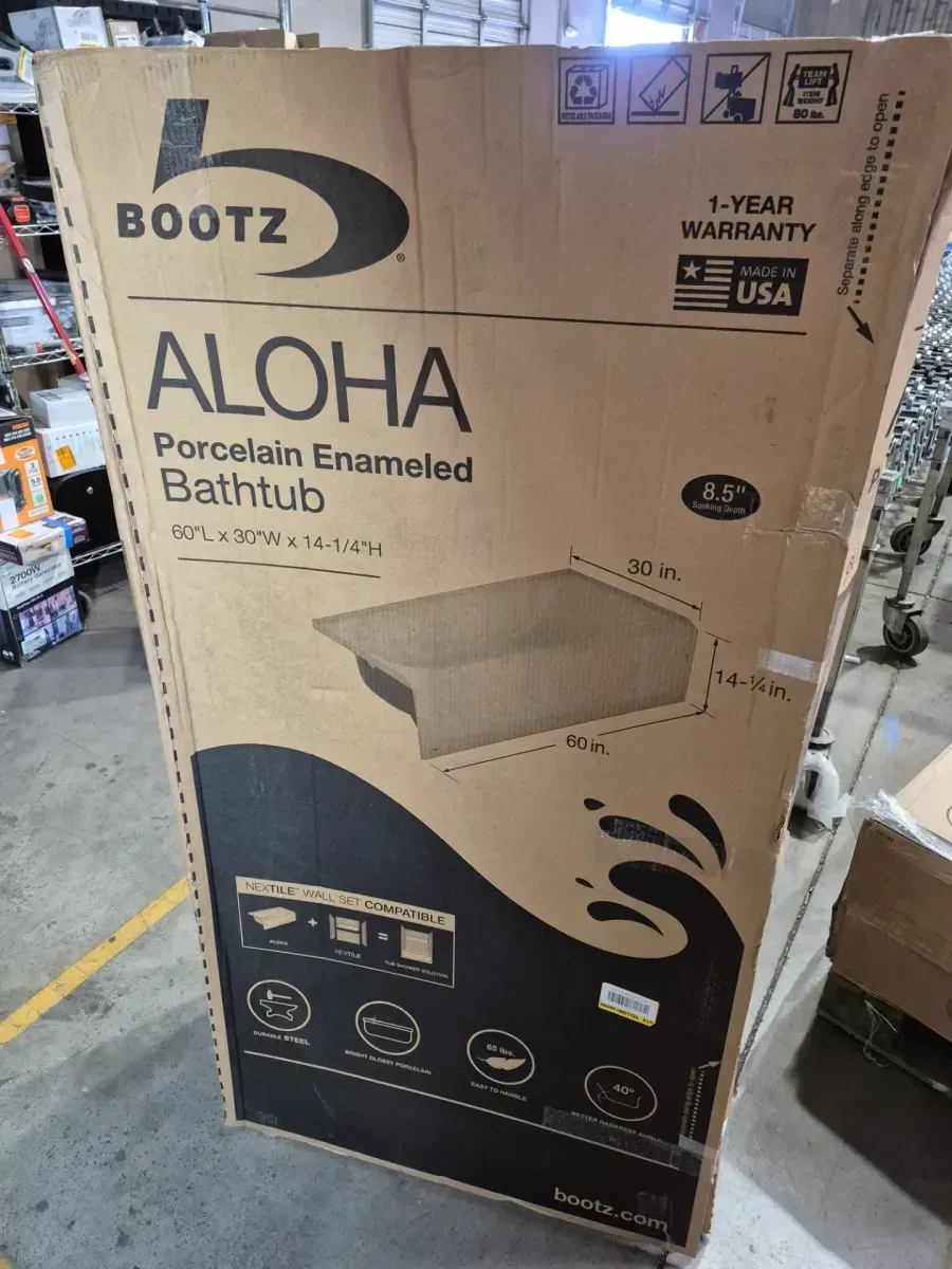 Aloha 60 in. x 30 in. Alcove Soaking Bathtub with Left Drain in White - image 3