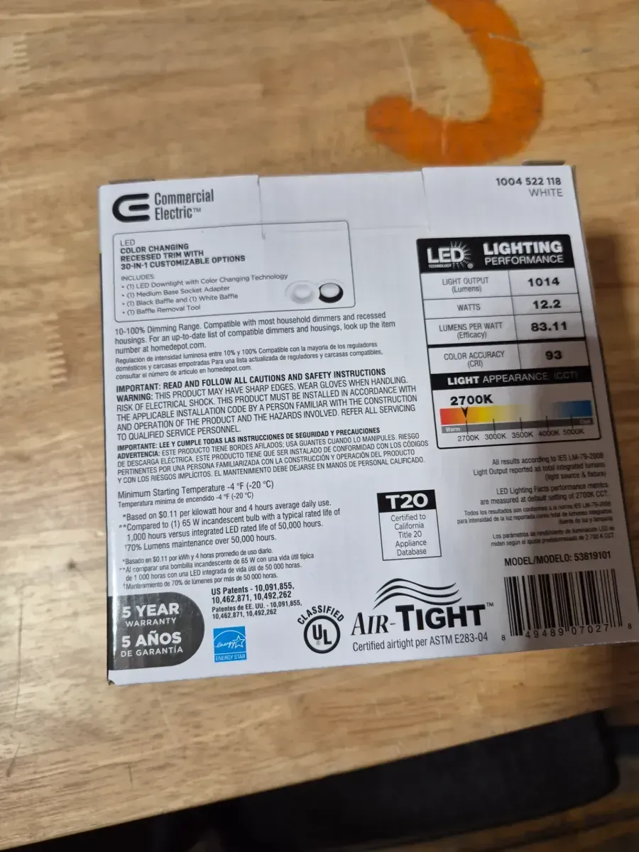 4 in. 30 Lighting Options Title 20 Integrated LED Recessed Light Trim Adjustable CCT New Construction Remodel Indoor - image 4