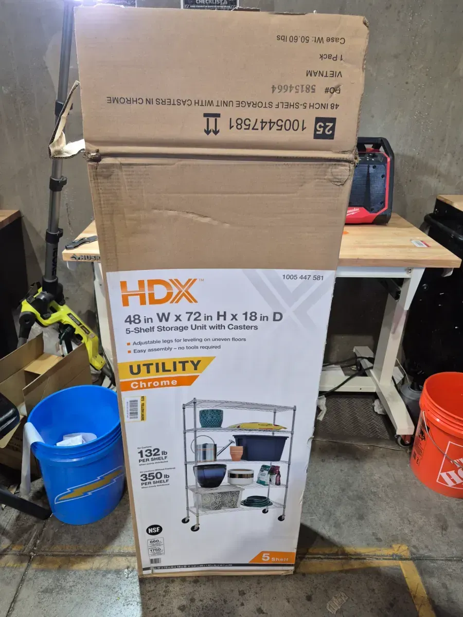 5-Tier Commercial Grade Heavy Duty Steel Wire Shelving Unit in Chrome (48 in. W x 72 in. H x 18 in. D) - image 2