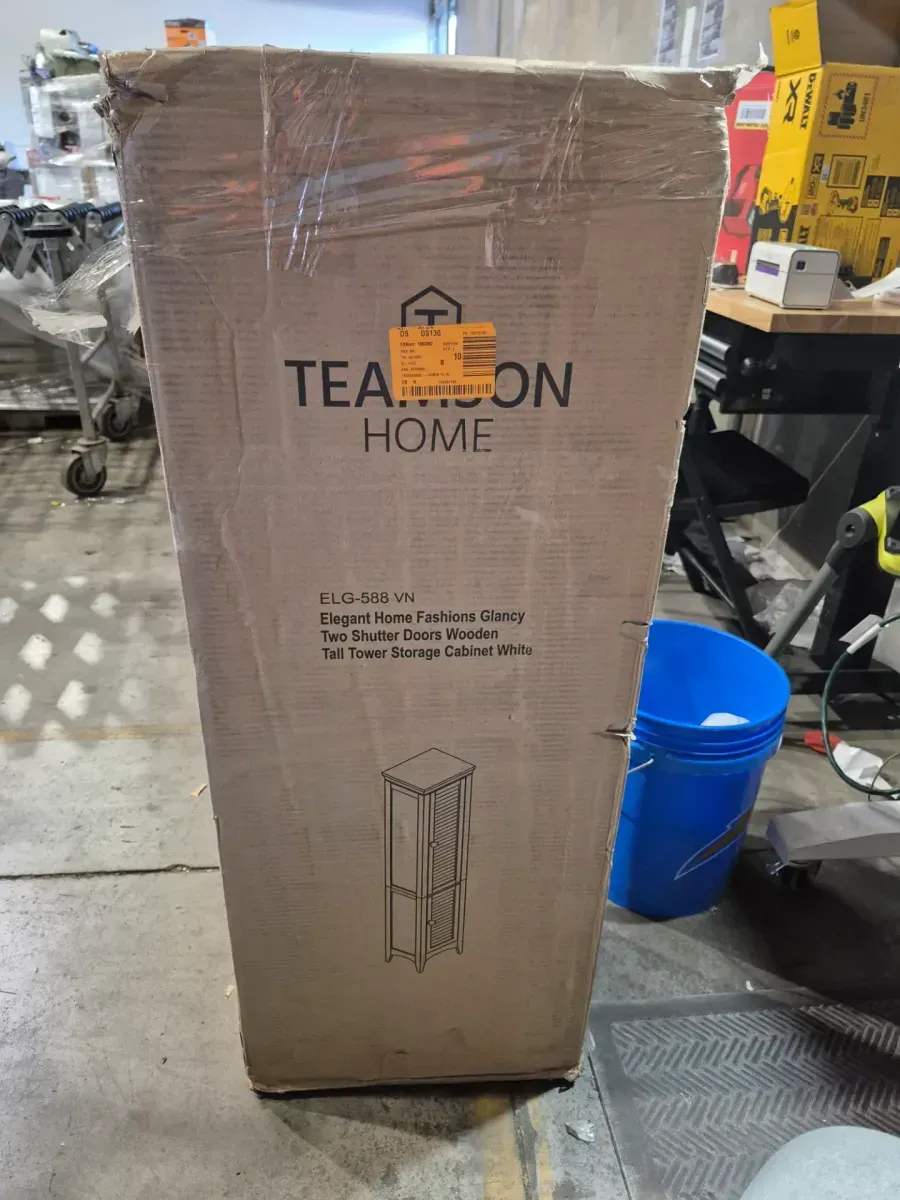 Glancy 15 in. W x 13 in. D x 63 in. H Freestanding Bathroom Storage Slim Linen Cabinet with 2-Shutter Doors in White - image 3