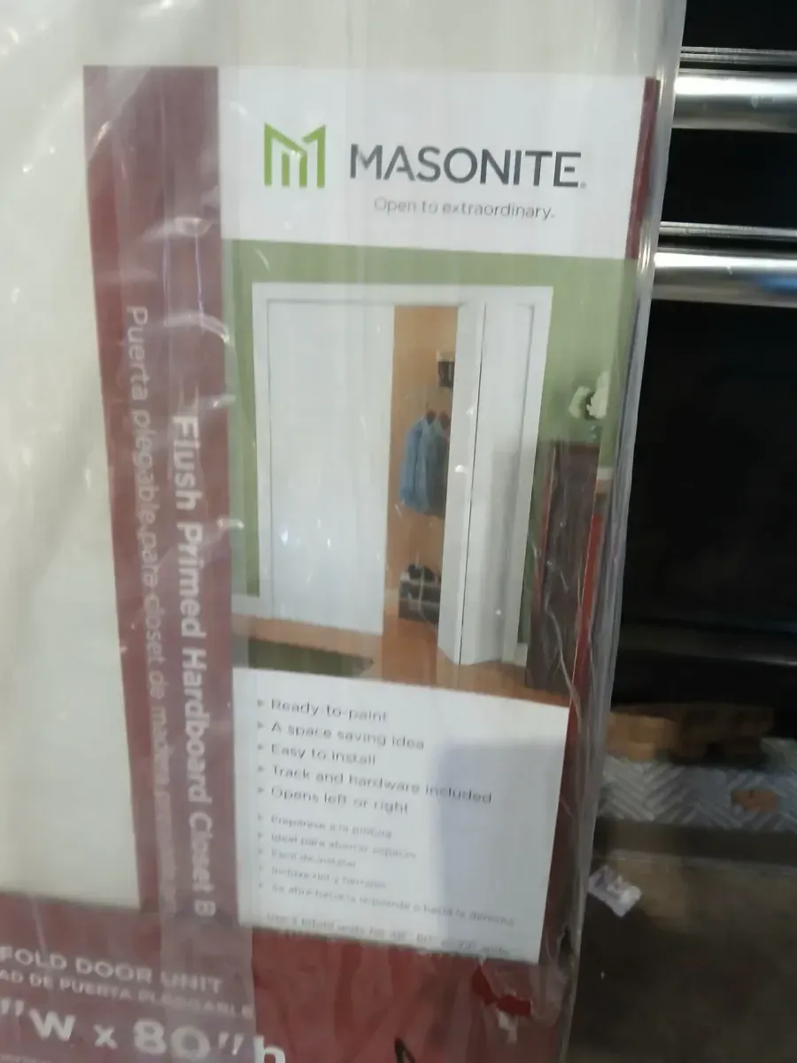 Masonite 36 in. x 80 in. No Panel Flush Hardboard Primed White Hollow-Core Smooth Composite Bi-fold Interior Door - image 5