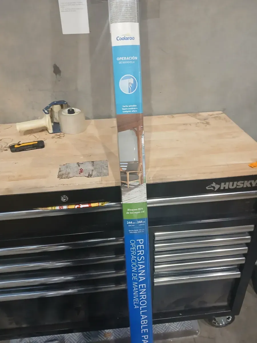 Stone Cordless UV Blocking Fade Resistant Fabric Exterior Roller Shade 96 in. W x 96 in. L - image 4