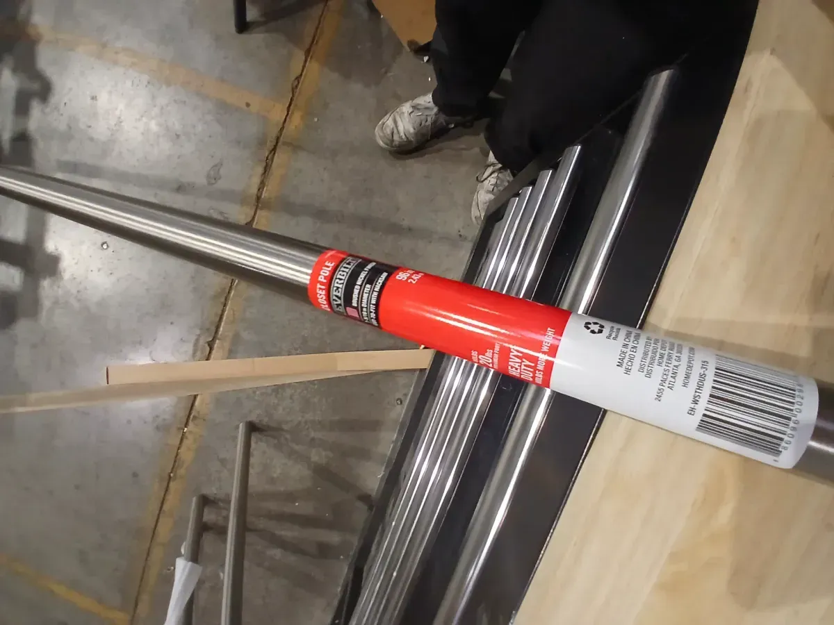 8 ft. W, Nickel Steel Heavy Duty Hanging Closet Rod - image 2