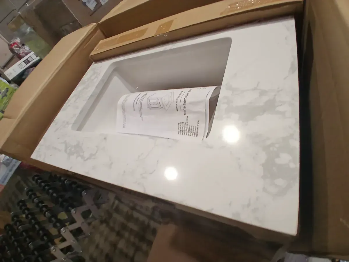 Doveton 24 in. Single Sink Freestanding White Bath Vanity with White Engineered Marble Top (Assembled) - image 5