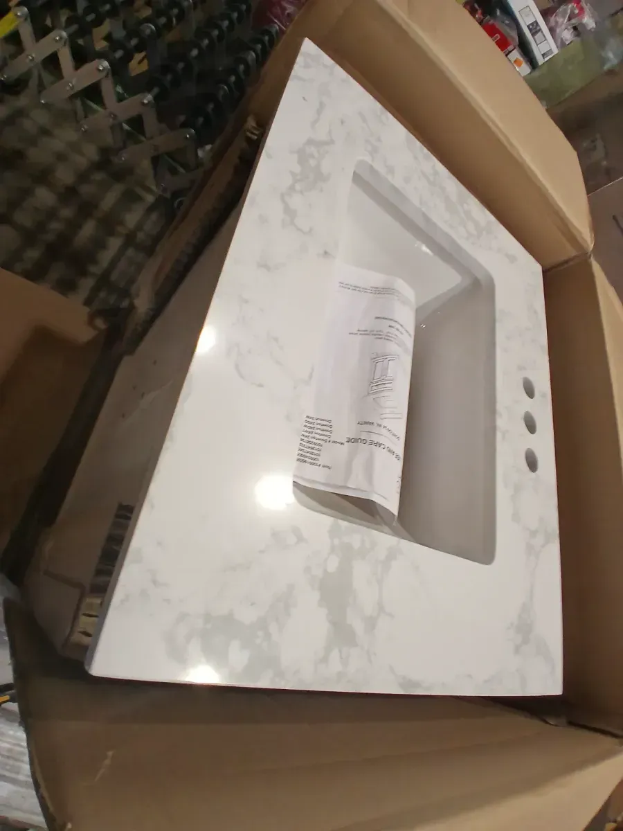 Doveton 24 in. Single Sink Freestanding White Bath Vanity with White Engineered Marble Top (Assembled) - image 7