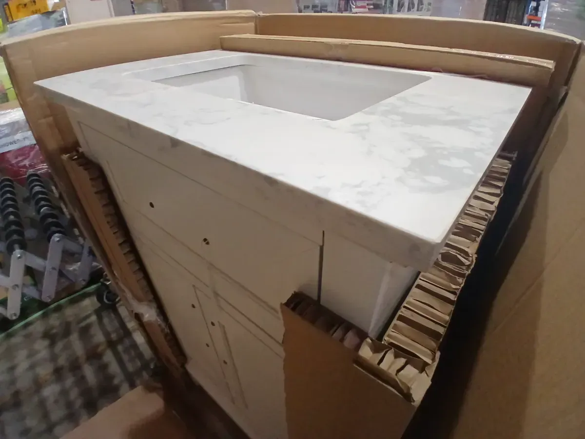 Doveton 24 in. Single Sink Freestanding White Bath Vanity with White Engineered Marble Top (Assembled) - image 4