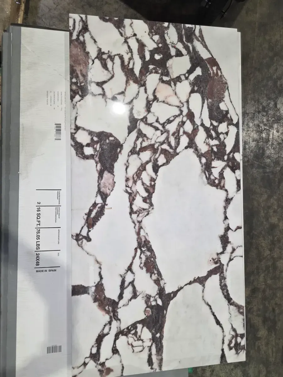 ***Pallet of 7 cases,112 sq/ft***Calacatta Viola 24 in. x 48 in. Polished Porcelain Marble Look Floor and Wall Tile (16 sq. ft./Case) - image 2