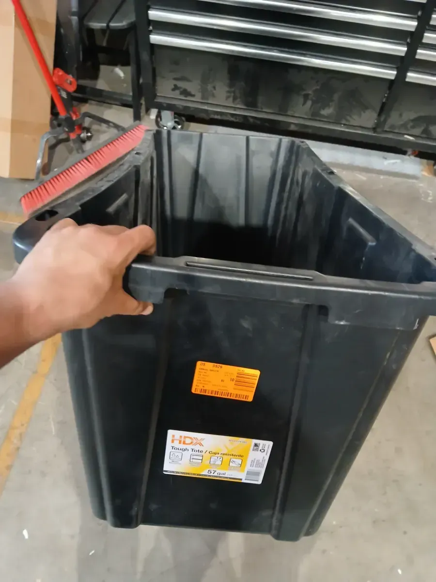 HDX 57 Gal. Tough Storage Tote in Black with Yellow Lid - image 2