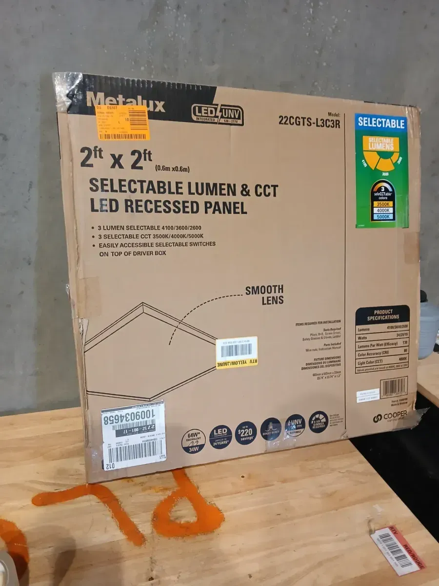 2 ft. x 2 ft. Selectable Lumens 4100/3600/2600, Integrated LED Panel Light, Selectable CCT 3500K/4000K/5000K - image 2