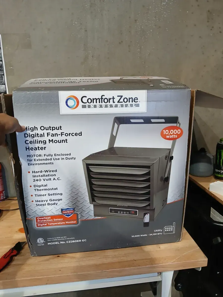 10,000-Watt 34,122 BTU Ceiling-Mounted High-Output Fan-Forced Industrial Fan Heater Furnace with Remote Control - image 2