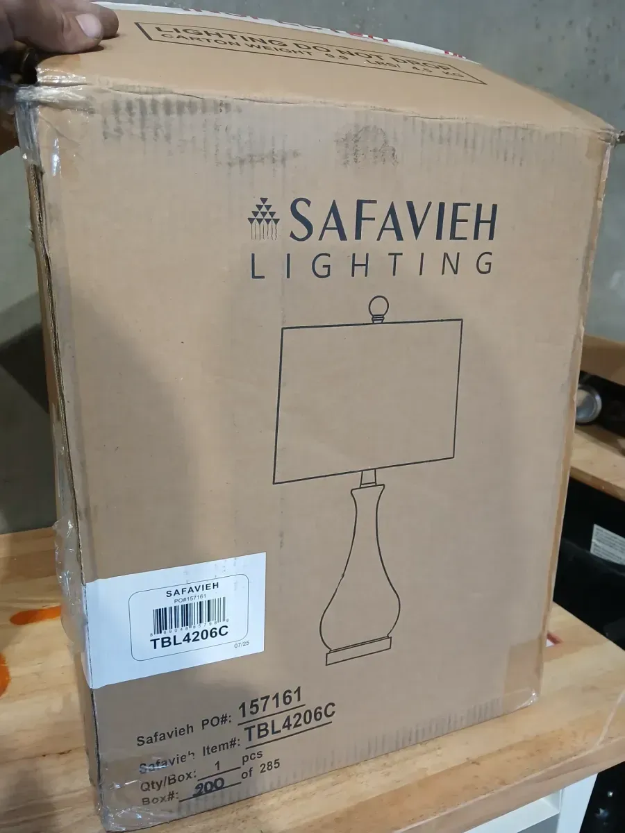 SAFAVIEH Finnley Antique Rustic 27.5 in. H Table Lamp, Light Blush (Finnley 27. 5 in. Light Blush Crackle Table Lamp with Off White Shade) - image 4