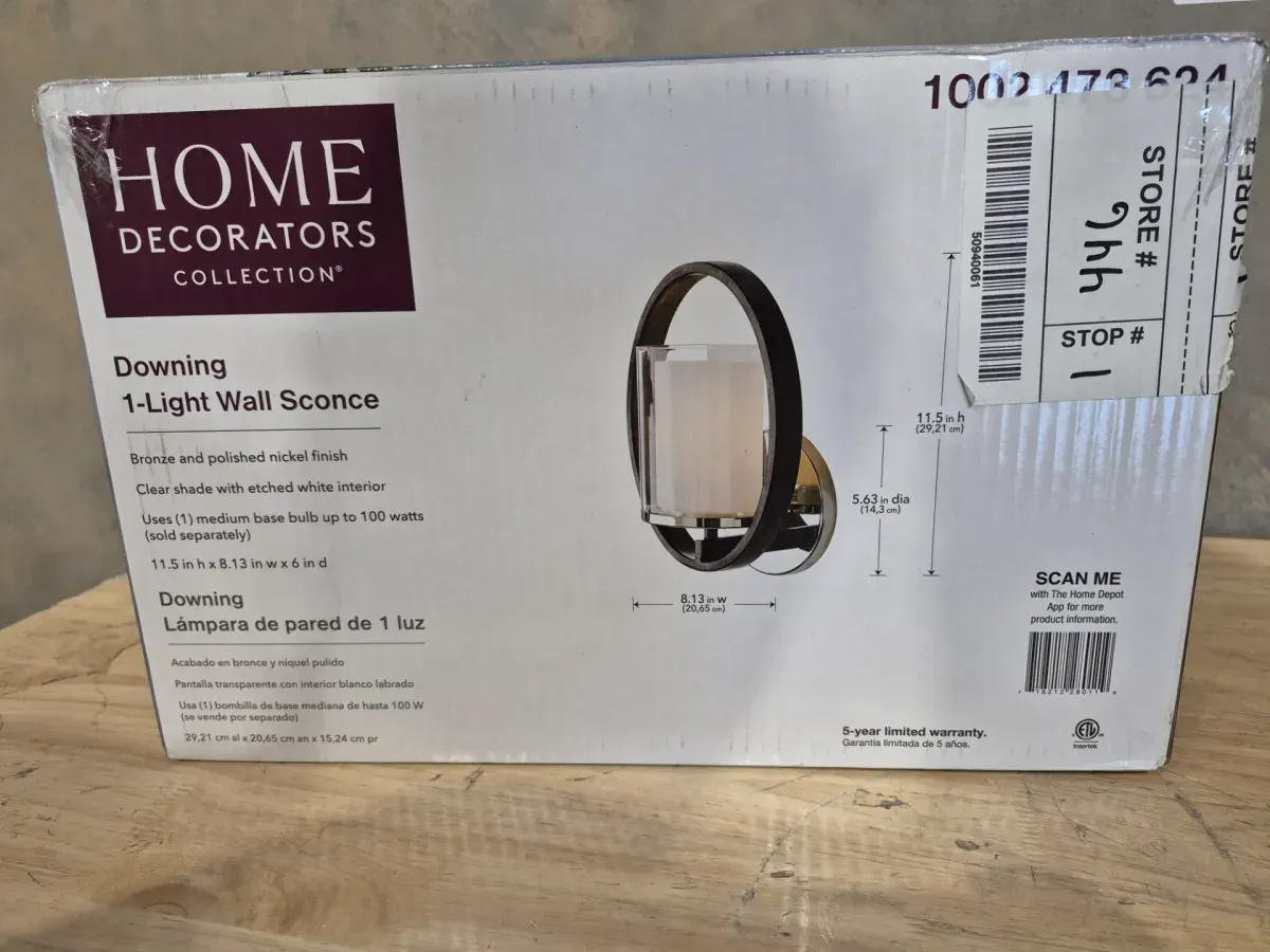 Downing 1-Light Polished Nickel/Corona Bronze Wall Sconce - image 5