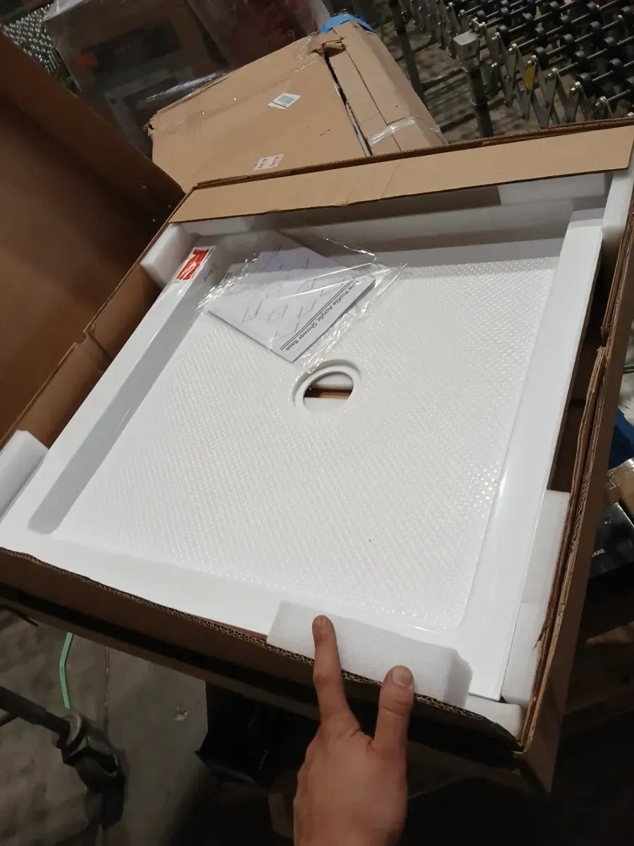 SlimLine 36 in. x 36 in. Single Threshold Alcove Shower Pan Base in White with Center Drain - image 3