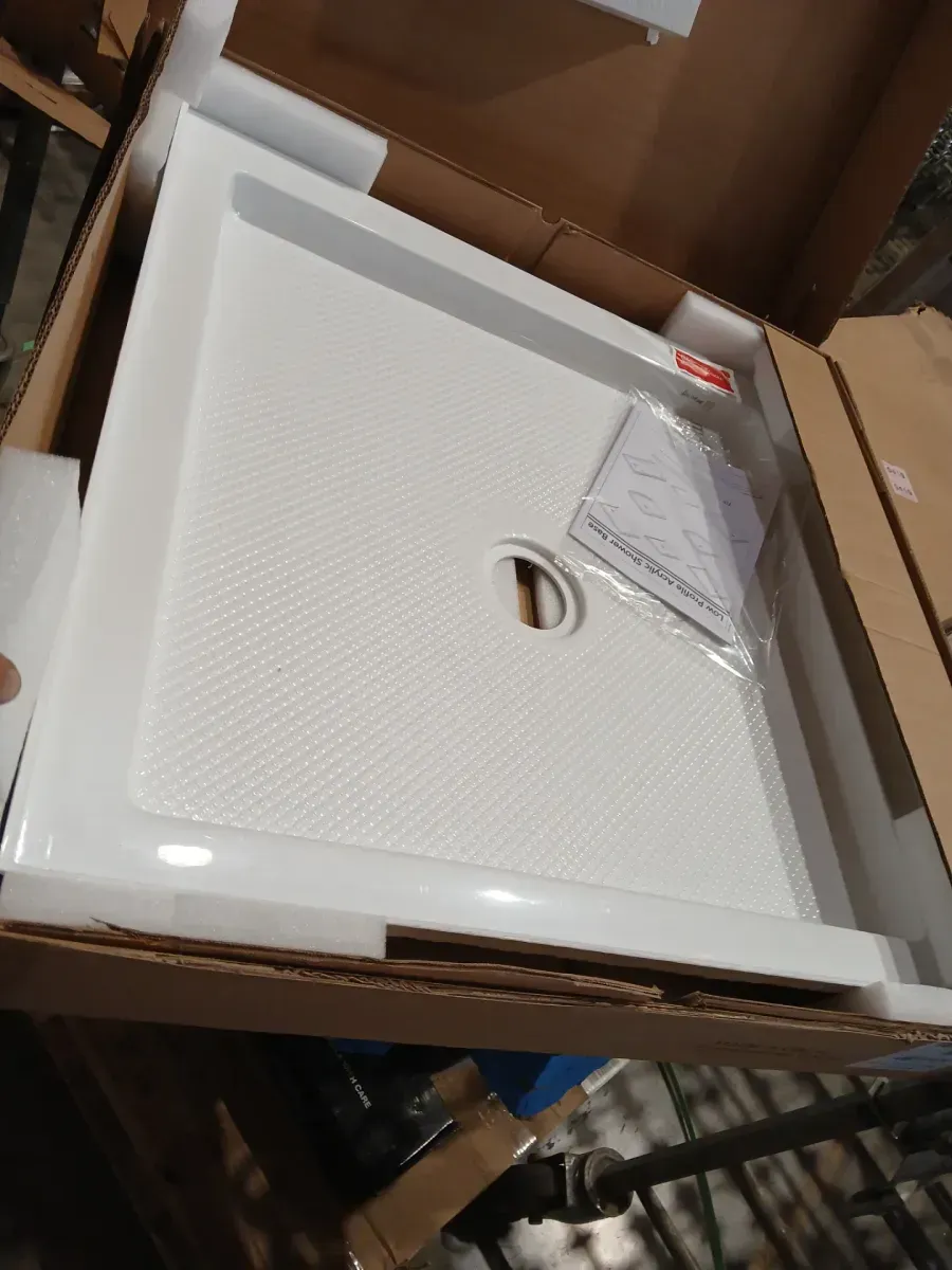 SlimLine 36 in. x 36 in. Single Threshold Alcove Shower Pan Base in White with Center Drain - image 4