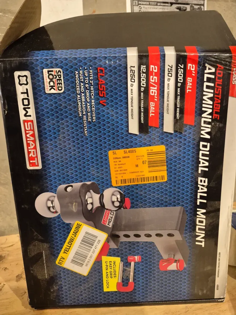 Class 5, 12,500 lbs. 6 in. Drop to 6 in. Rise, Adjustable Trailer Hitch Dual Ball Mount - image 2