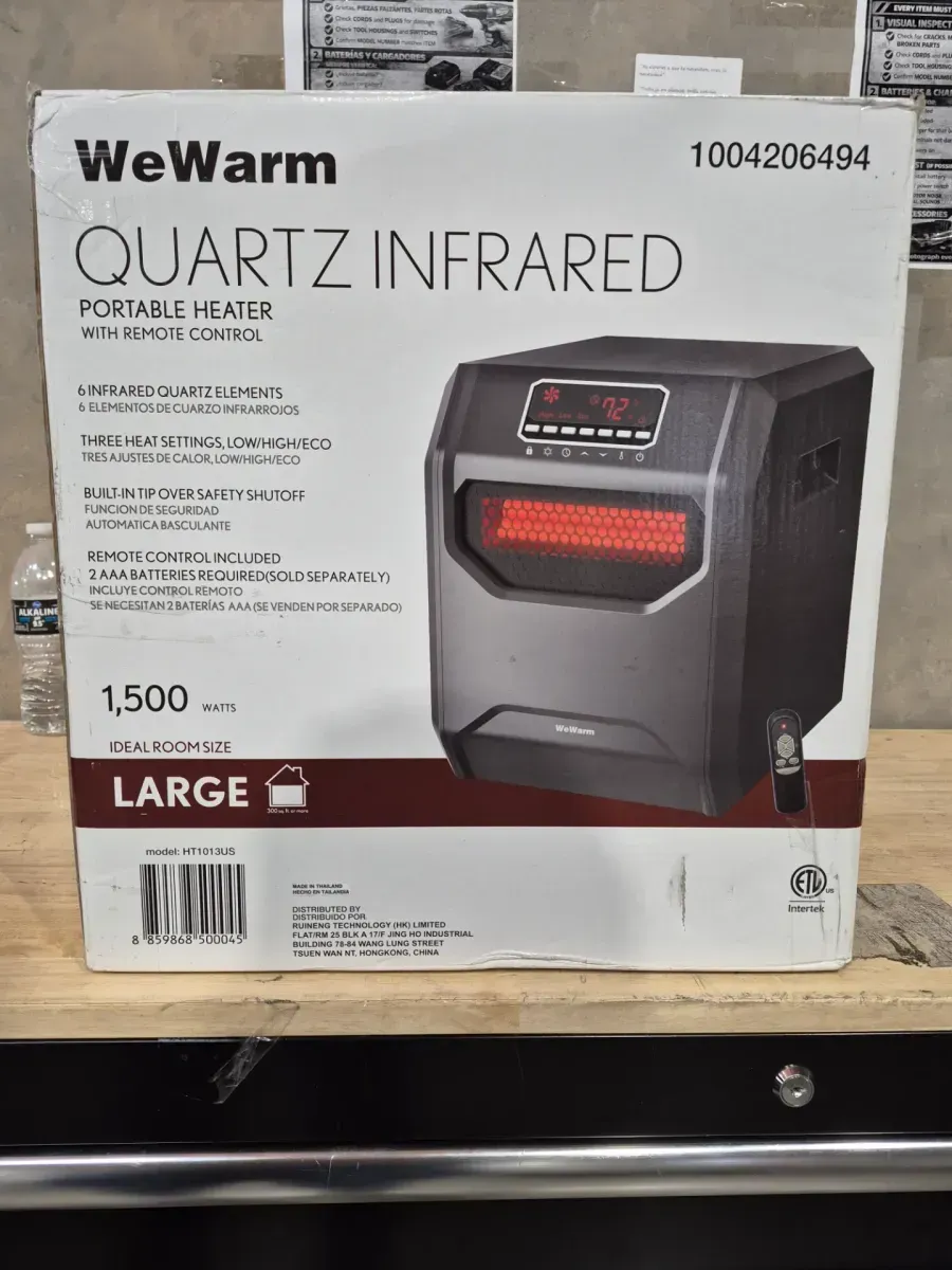 Electric 6 Element Infrared Space Heater Black Plastic - image 2