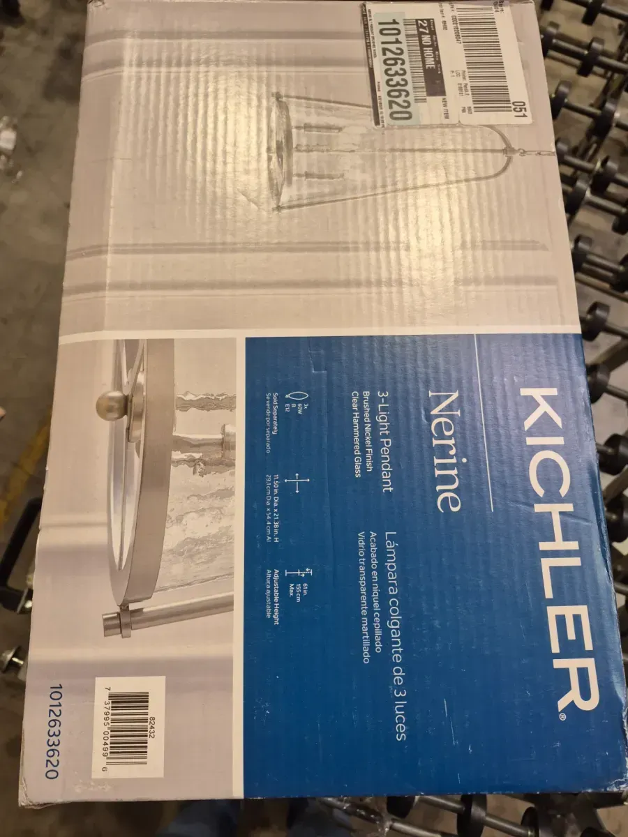 Nerine 3-Light Brushed Nickel Foyer Pendant with Hammered Glass - image 2