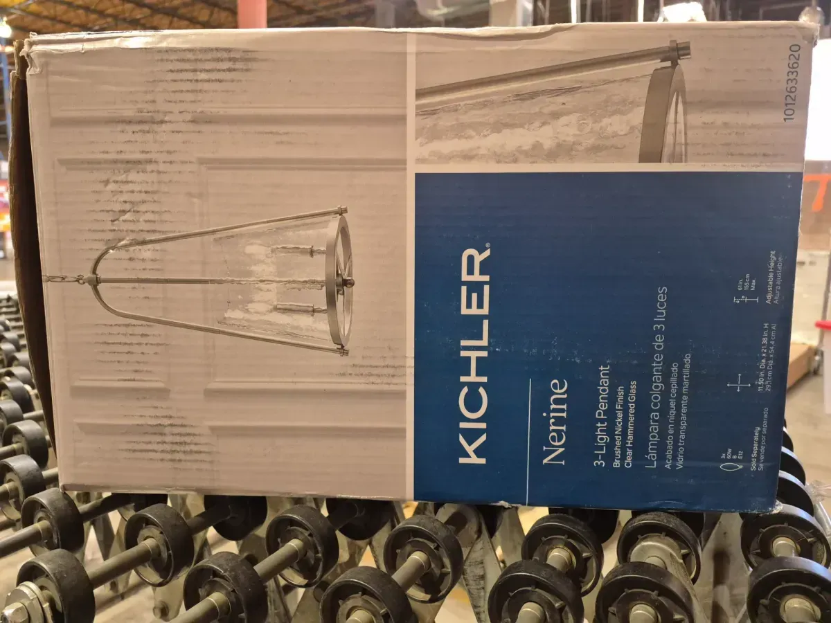 Nerine 3-Light Brushed Nickel Foyer Pendant with Hammered Glass - image 4