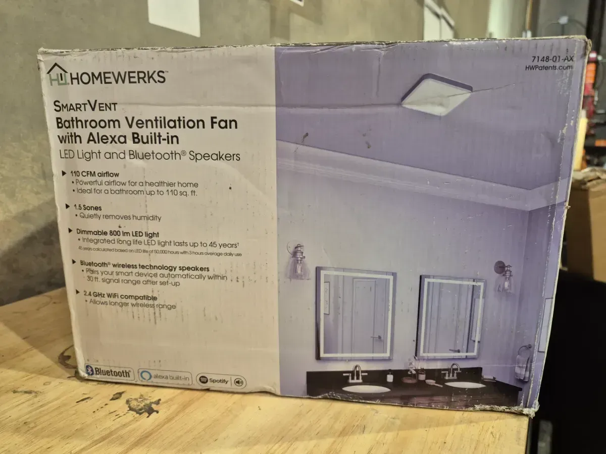 110 CFM LED Ceiling Mounted Bathroom Exhaust Fan with Alexa Voice Assistant and Bluetooth Speakers - image 2