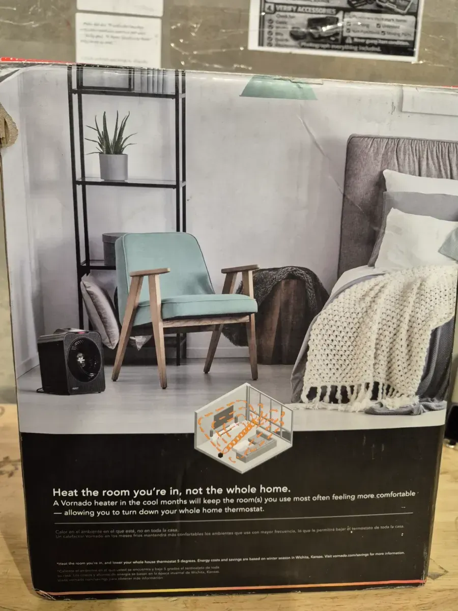 Forced Air Velocity 5 Whole Room 1500-Watt 5118 BTU Electric Space Fan Electric Heater Furnace, Black - image 2