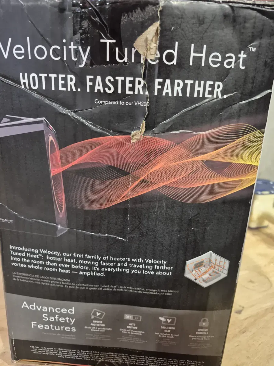 Forced Air Velocity 5 Whole Room 1500-Watt 5118 BTU Electric Space Fan Electric Heater Furnace, Black - image 3