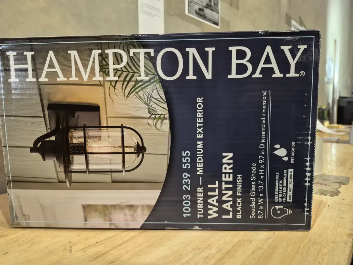 Turner 13.58 in. 1-Light Vintage Black Outdoor Wall Light Lantern Sconce with Clear Seeded Glass - image 2