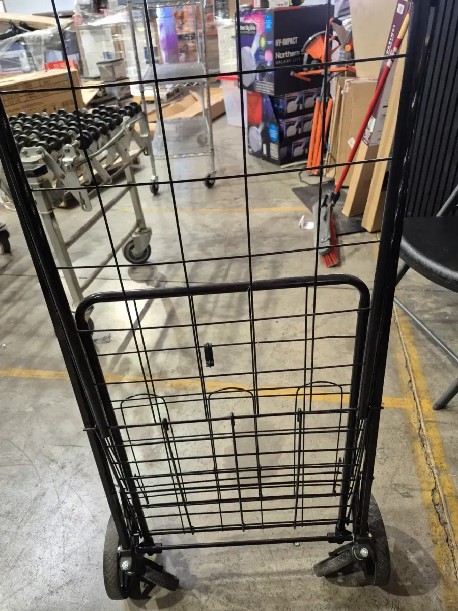 Folding Shopping Cart, Jumbo Grocery Cart with Double Baskets, 360° Swivel Wheels, Duty Utility Cart Black Kitchen Cart - image 4