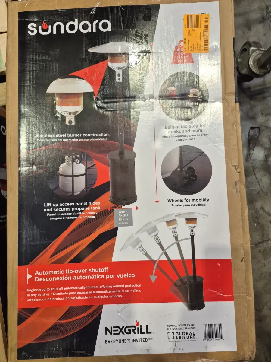 Sundara 48,000 BTU Bronze Propane Standing Patio Heater with Wheels - image 2