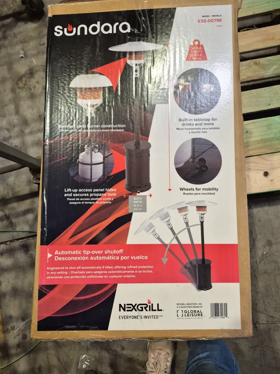 Sundara 48,000 BTU Bronze Propane Standing Patio Heater with Wheels - image 4