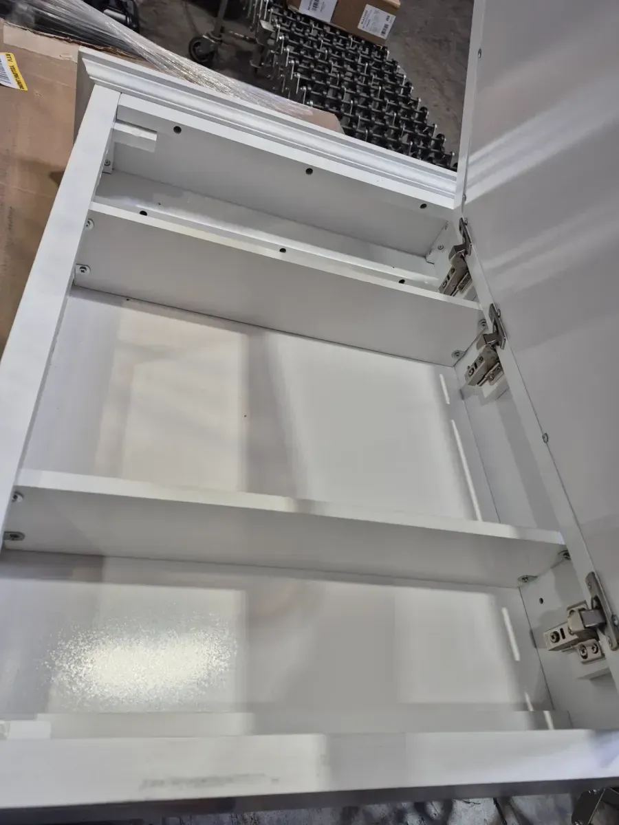 Fremont 24 in. W x 30 in. H White Rectangular Wood Framed Medicine Cabinet with Mirror - image 3