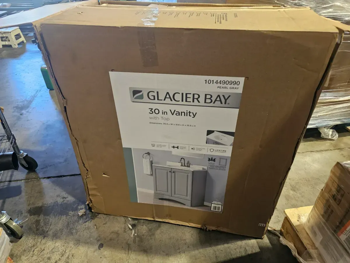 Glacier Bay 31 in. Single Sink Pearl Gray Bath Vanity with White Cultured Marble Top (Assembled) - image 4