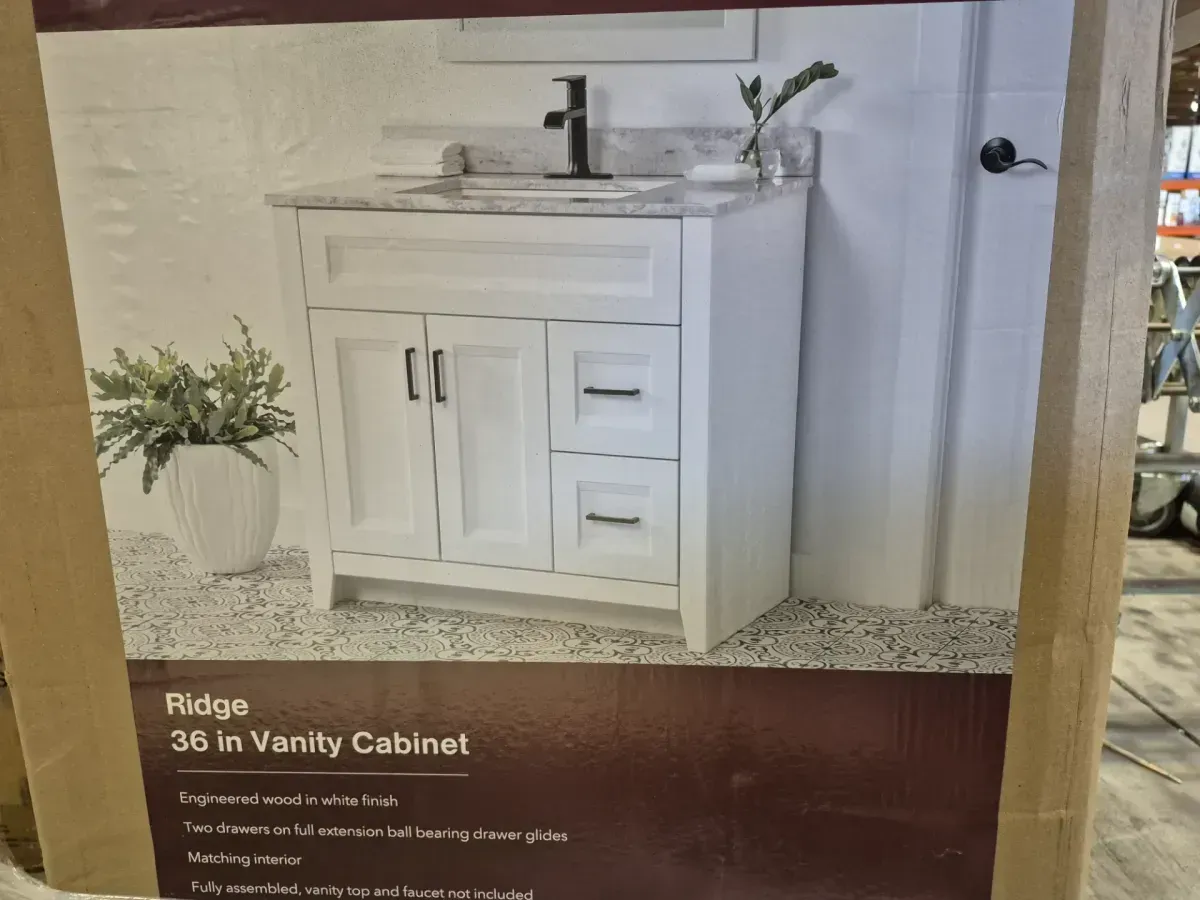 Ridge 36 in. W x 22 in. D x 34 in. H Bath Vanity Cabinet without Top in White - image 7