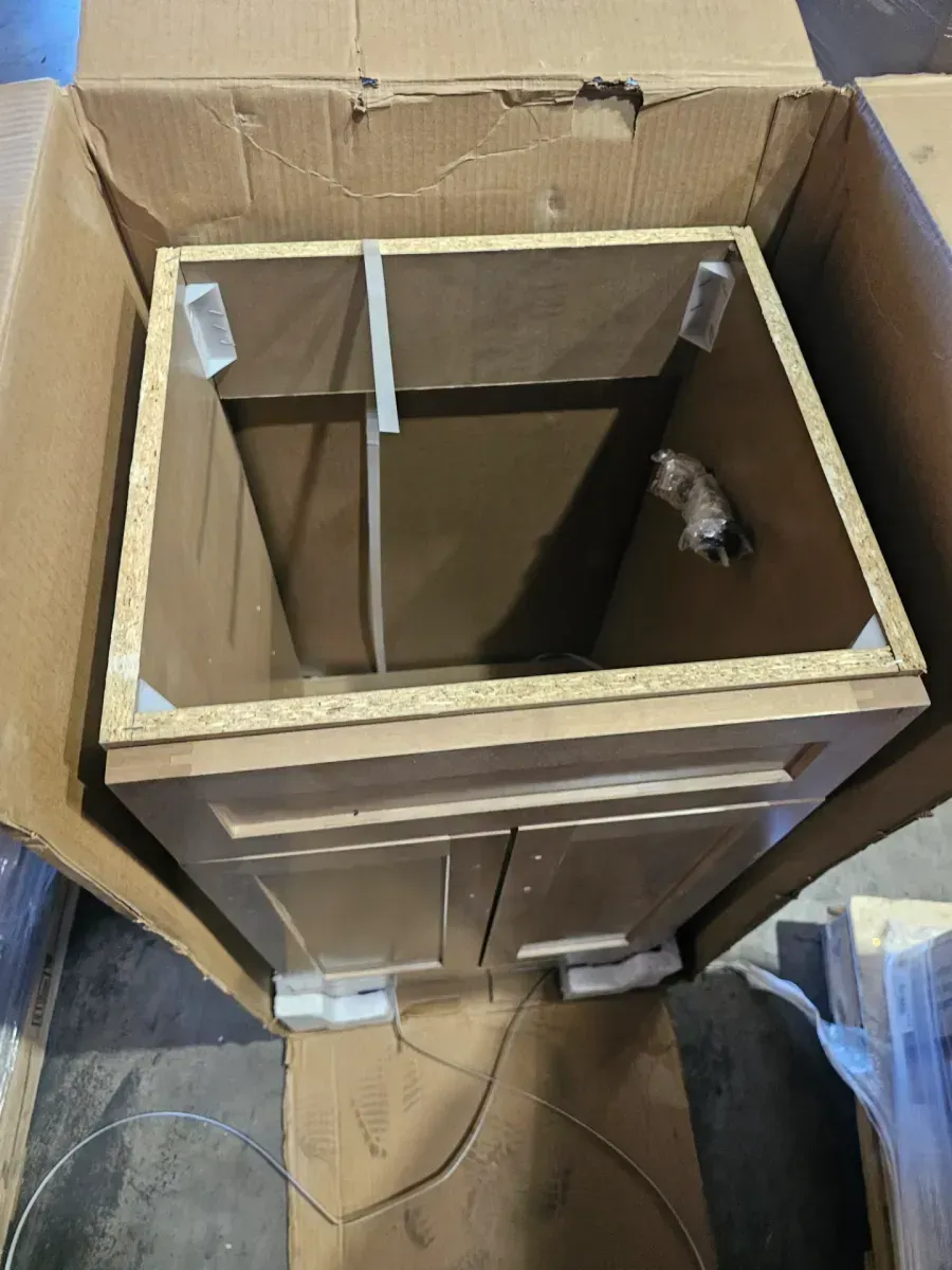 Lyton 19 in. Single Sink Sand Bath Vanity no White Cultured Marble Top included only wood vanity - image 3