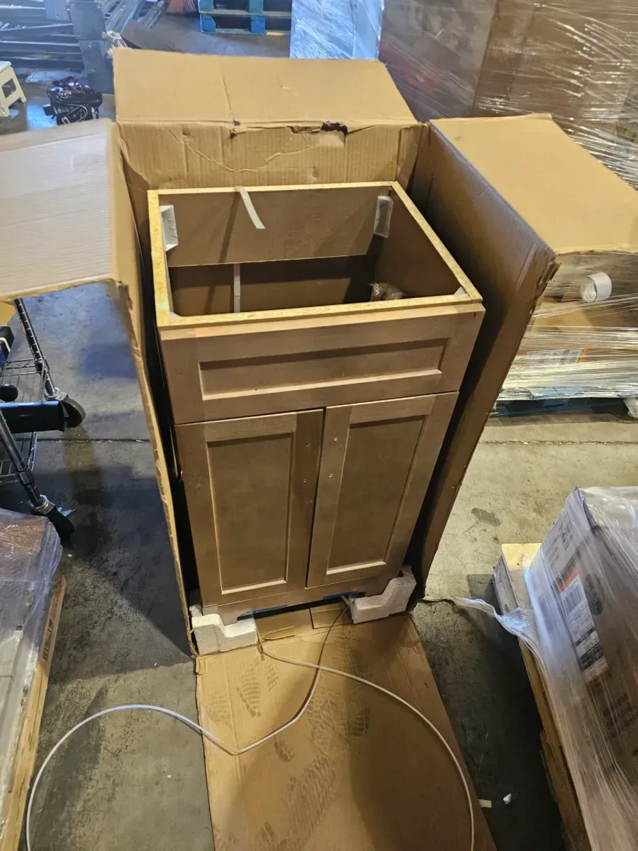 Lyton 19 in. Single Sink Sand Bath Vanity no White Cultured Marble Top included only wood vanity - image 4