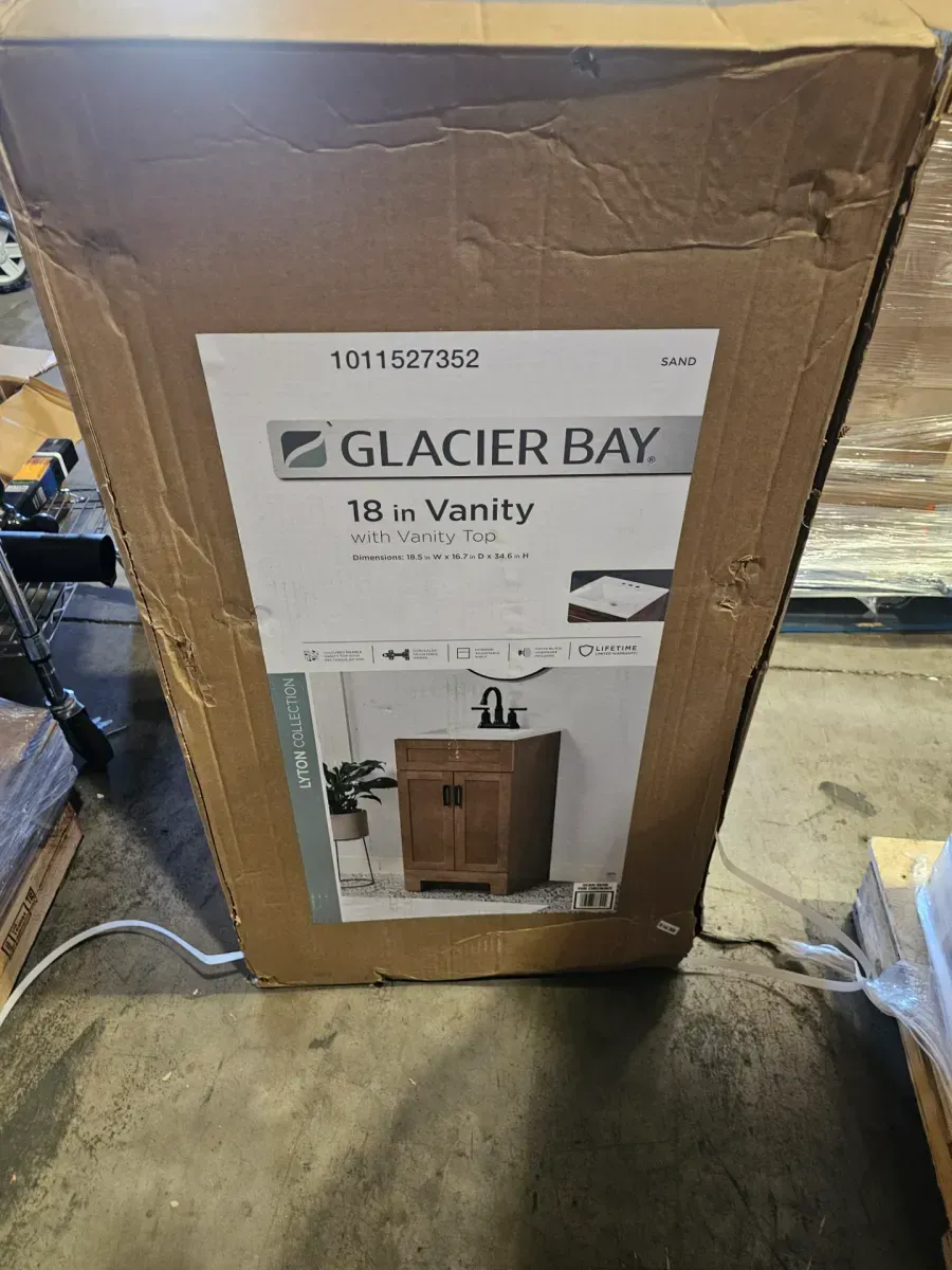 Lyton 19 in. Single Sink Sand Bath Vanity no White Cultured Marble Top included only wood vanity - image 2