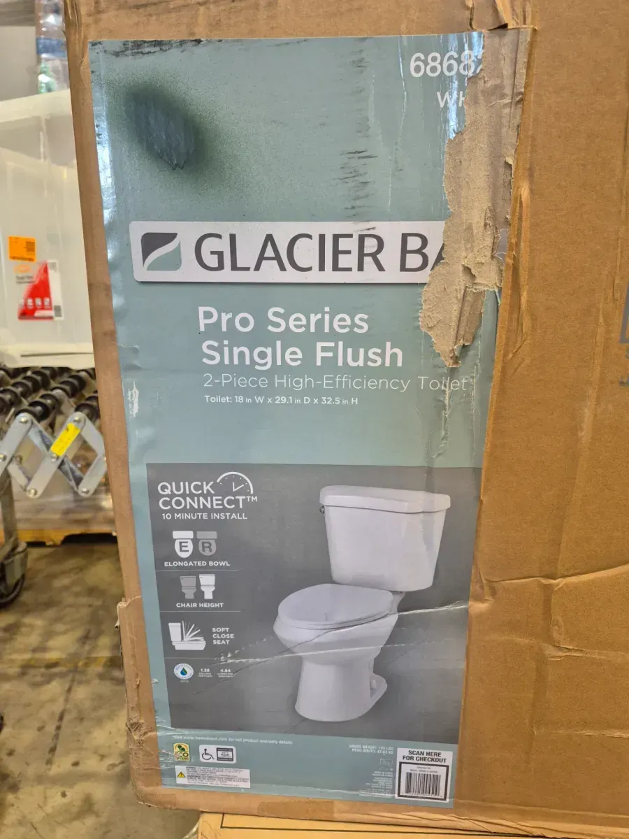 Glacier Bay 12 in. Rough In Two-Piece 1.28 GPF Single Flush Elongated Toilet in White, Seat Included - image 3