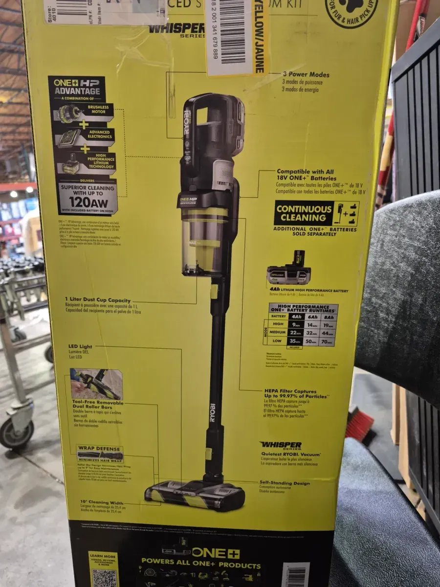RYOBI ONE+ HP 18V Cordless Advanced WHISPER Series Stick Vacuum Kit with 4.0 Ah Battery and Charger - image 4