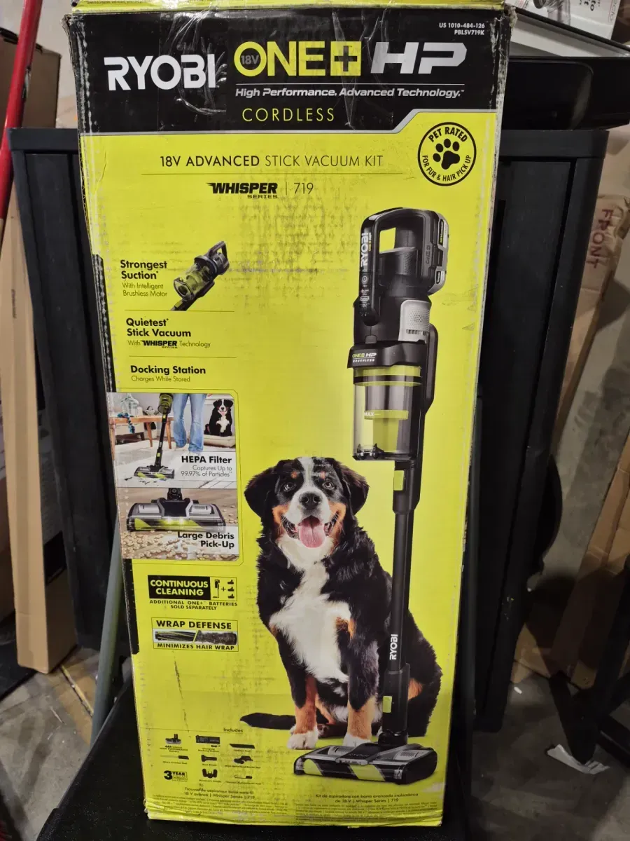 RYOBI ONE+ HP 18V Cordless Advanced WHISPER Series Stick Vacuum Kit with 4.0 Ah Battery and Charger - image 2