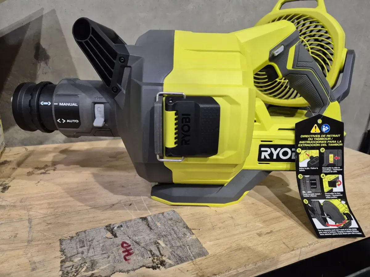 RYOBI ONE+ 18V Cordless Drain Auger with 35 ft Cable, LED Light, Auto Feed/Retract, Cable Lock, Enclosed Drum (Tool Only) - image 4