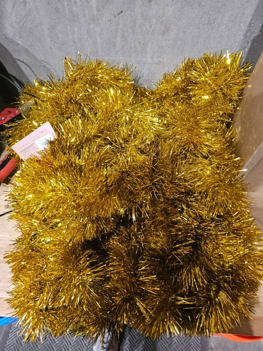 50 ft. Unlit Traditional Shiny Gold Christmas Foil Tinsel Garland - image 2
