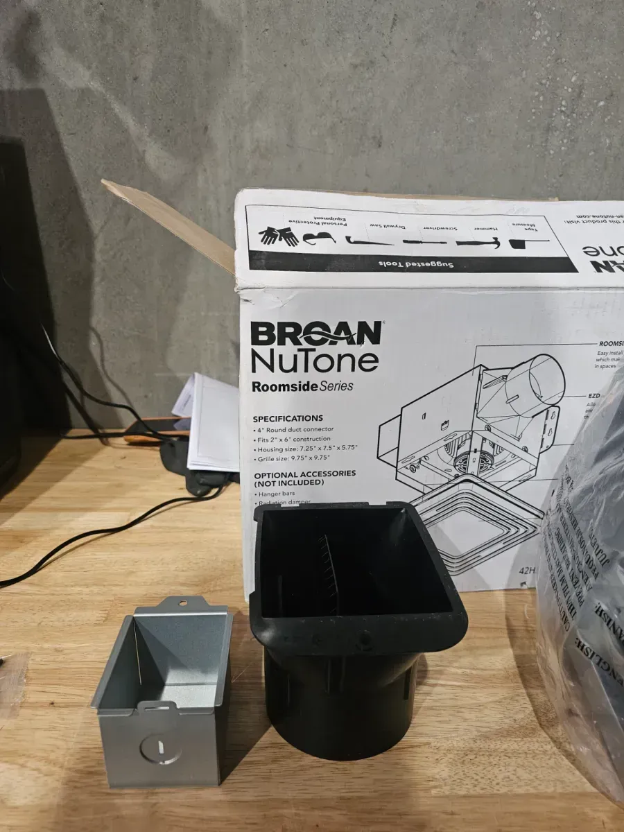Broan-NuTone Roomside Series, White, 50 CFM, No Cut- Roomside Installation Bathroom Fan with Light, ENERGY STAR, Bathroom Exhaust Fan - image 4