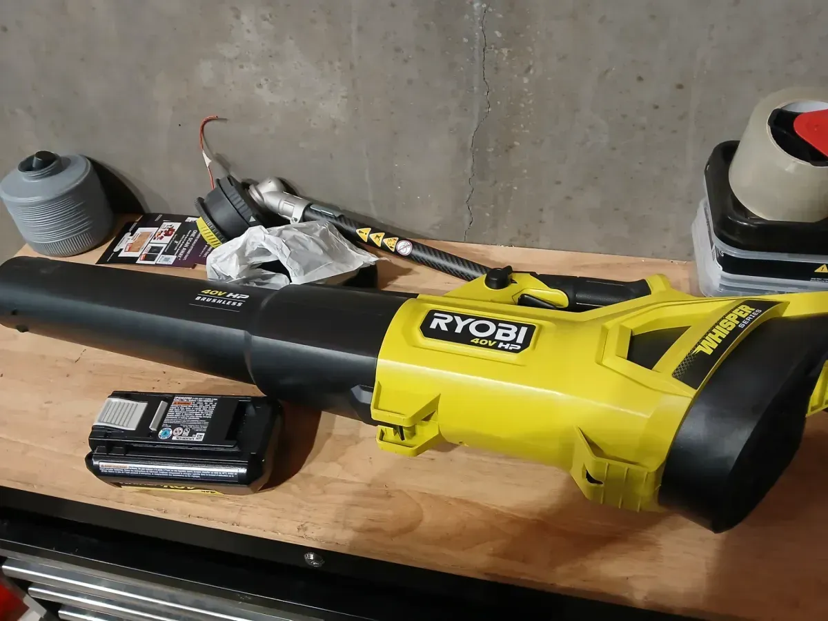 40V HP Brushless 650 CFM 160 MPH Cordless Leaf Blower and Carbon Fiber String Trimmer with 4Ah Battery and Charger - image 2