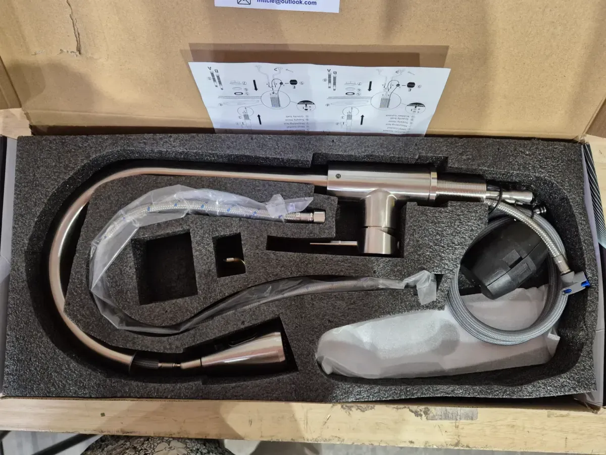 Brushed Nickel 14 in. H Pull Down Sprayer Kitchen Faucet with 360° Spout Swivel Stainless Steel Kitchen Faucets - image 3