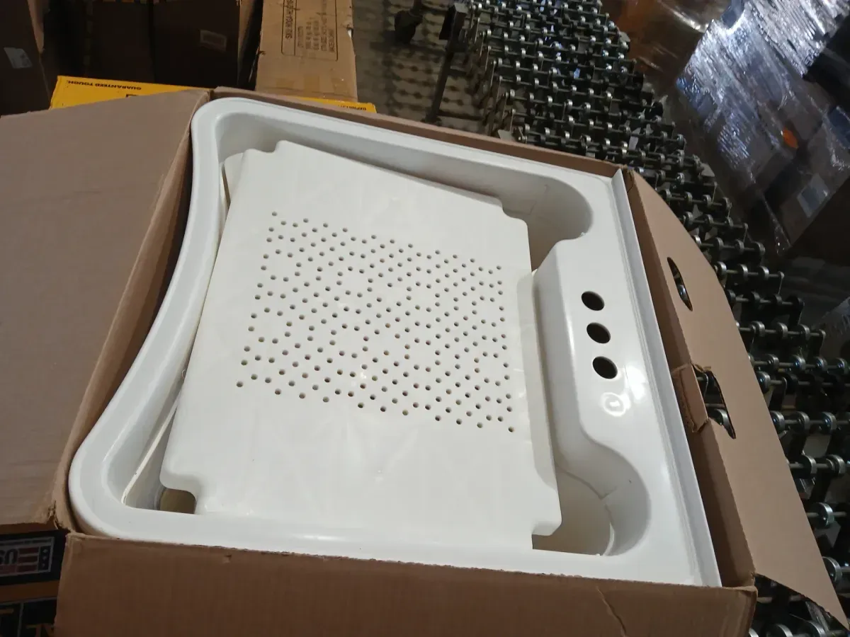 Glacier Bay 24.1 in. L x 24.1 in. W x 36.7 in. H Laundry Sink / Utility Sink Work Center in White with Pull-Out Faucet in Chrome - image 2